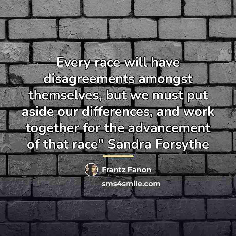 “Every race will have disagreements amongst themselves, but we must…” quote by Frantz Fanon