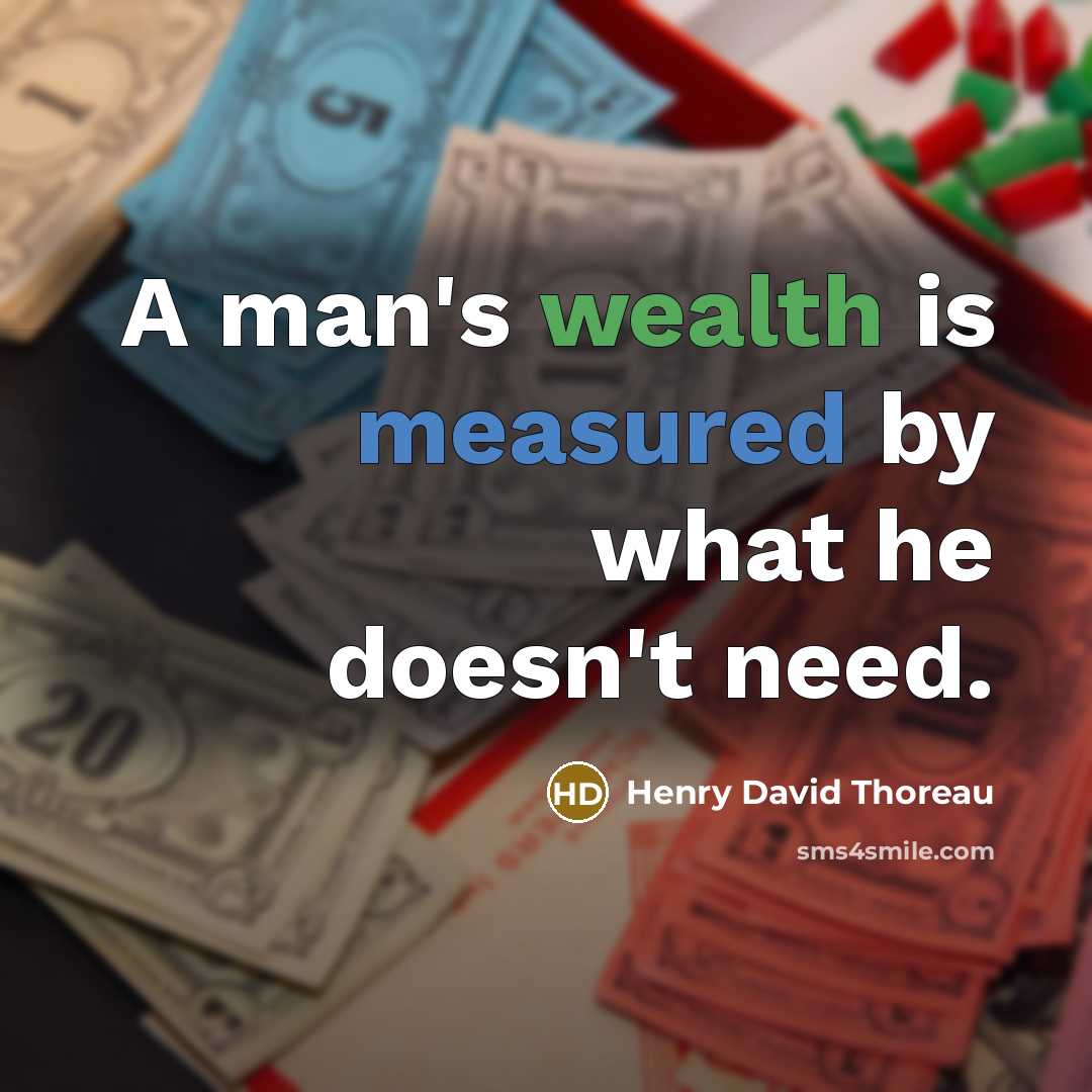“A man's wealth is measured by what he doesn't need.…” quote by Henry David Thoreau