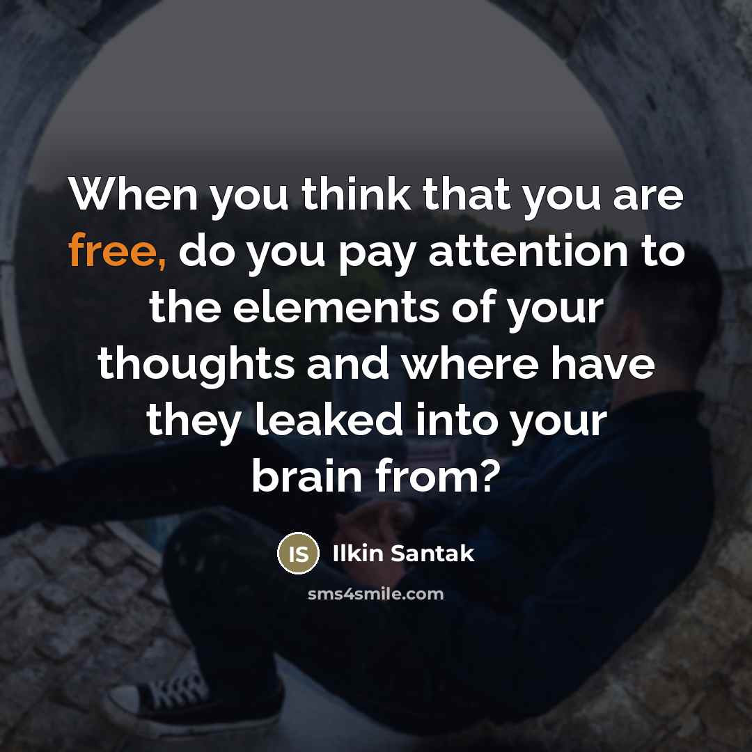 “When you think that you are free, do you pay…” quote by Ilkin Santak