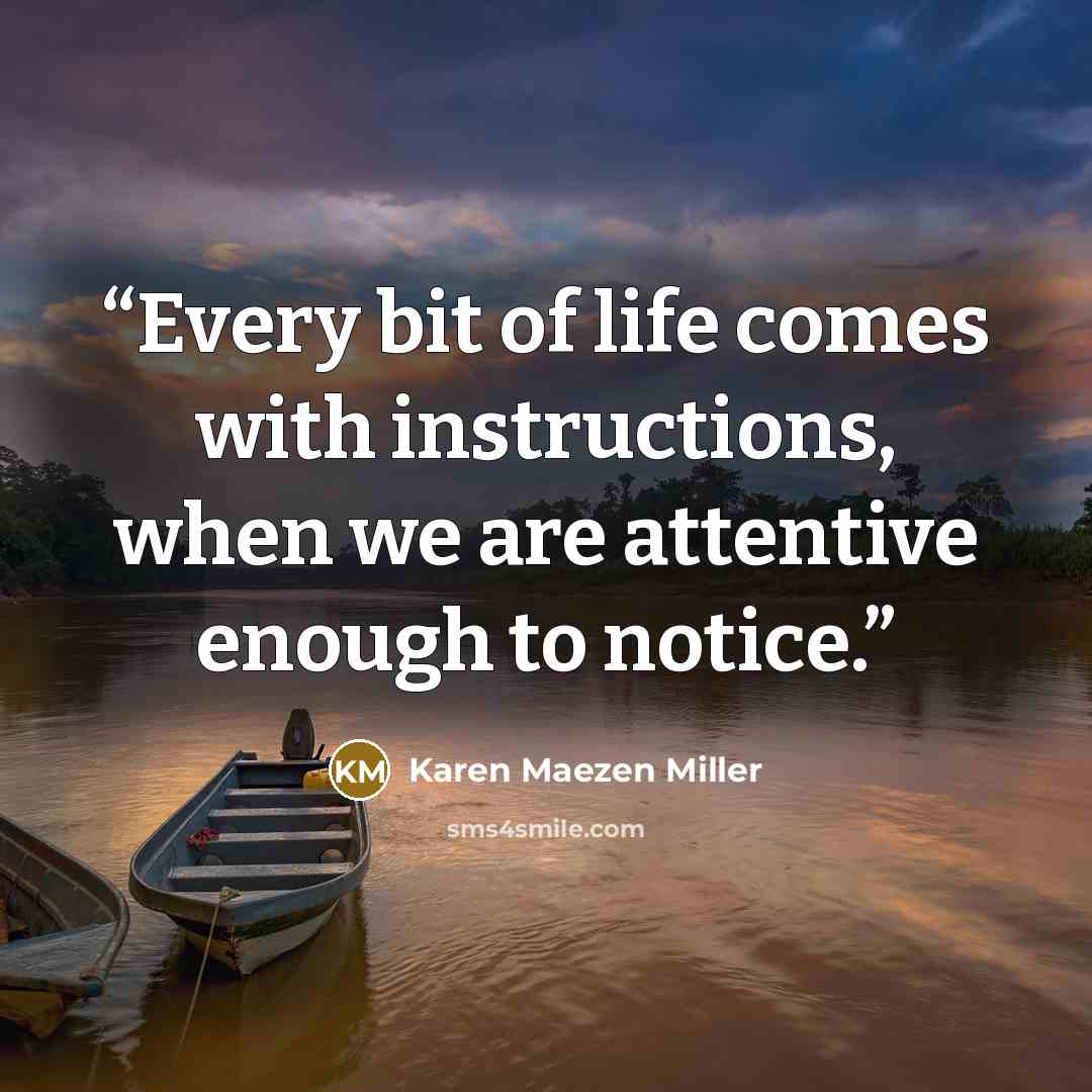 “Every bit of life comes with instructions, when we are attentive enough to notice.” quote by Karen Maezen Miller