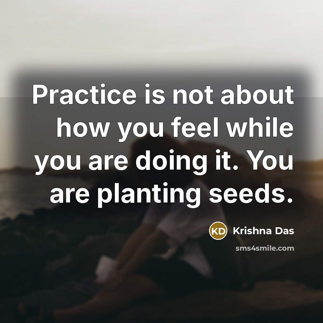 “Practice is not about how you feel while you are doing it. You are planting seeds.” quote by Krishna Das