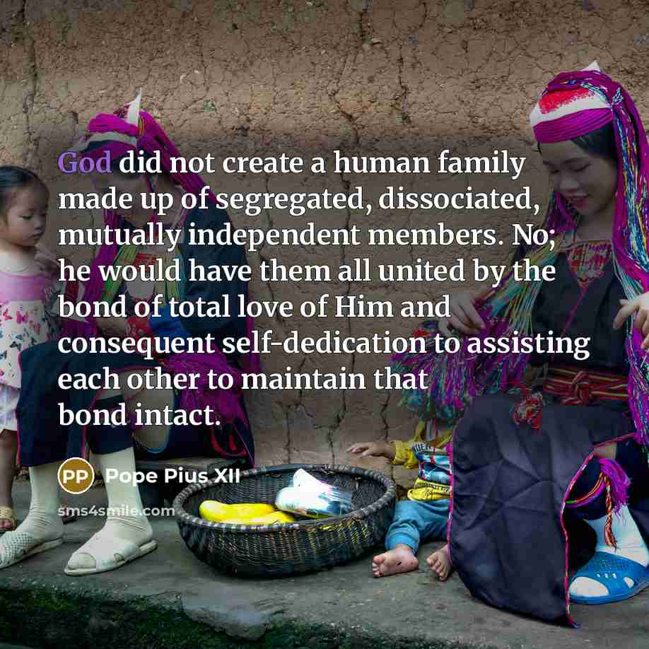 “God did not create a human family made up of…” quote by Pope Pius XII