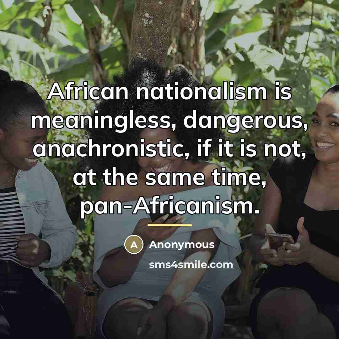 “African nationalism is meaningless, dangerous, anachronistic, if it is not,…” quote by Anonymous