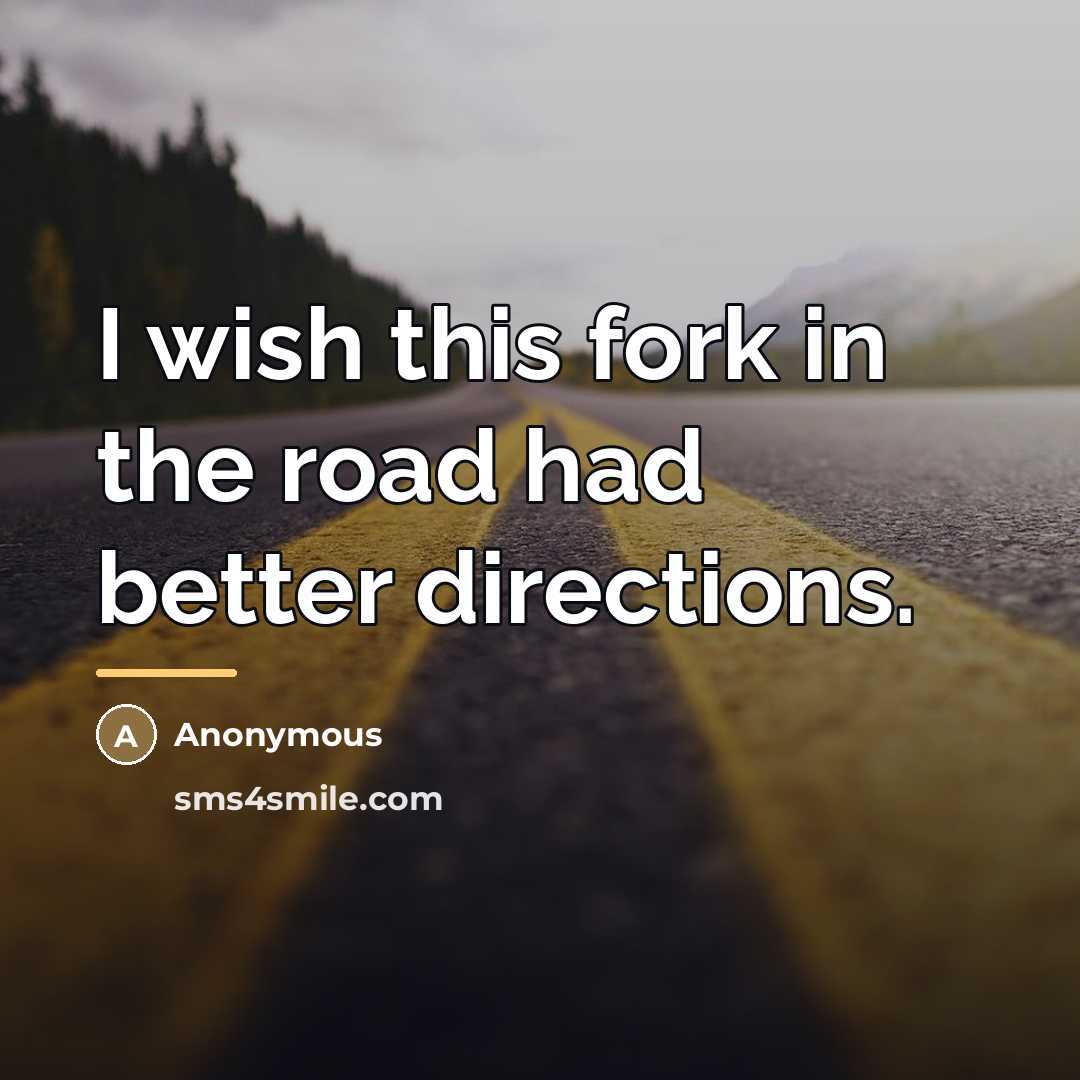 “I wish this fork in the road had better directions.…” quote by Anonymous