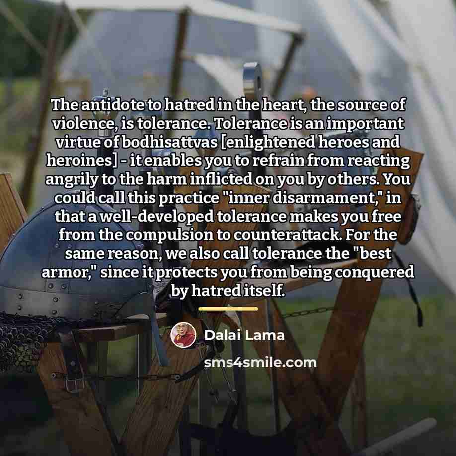 “The antidote to hatred in the heart, the source of…” quote by Dalai Lama