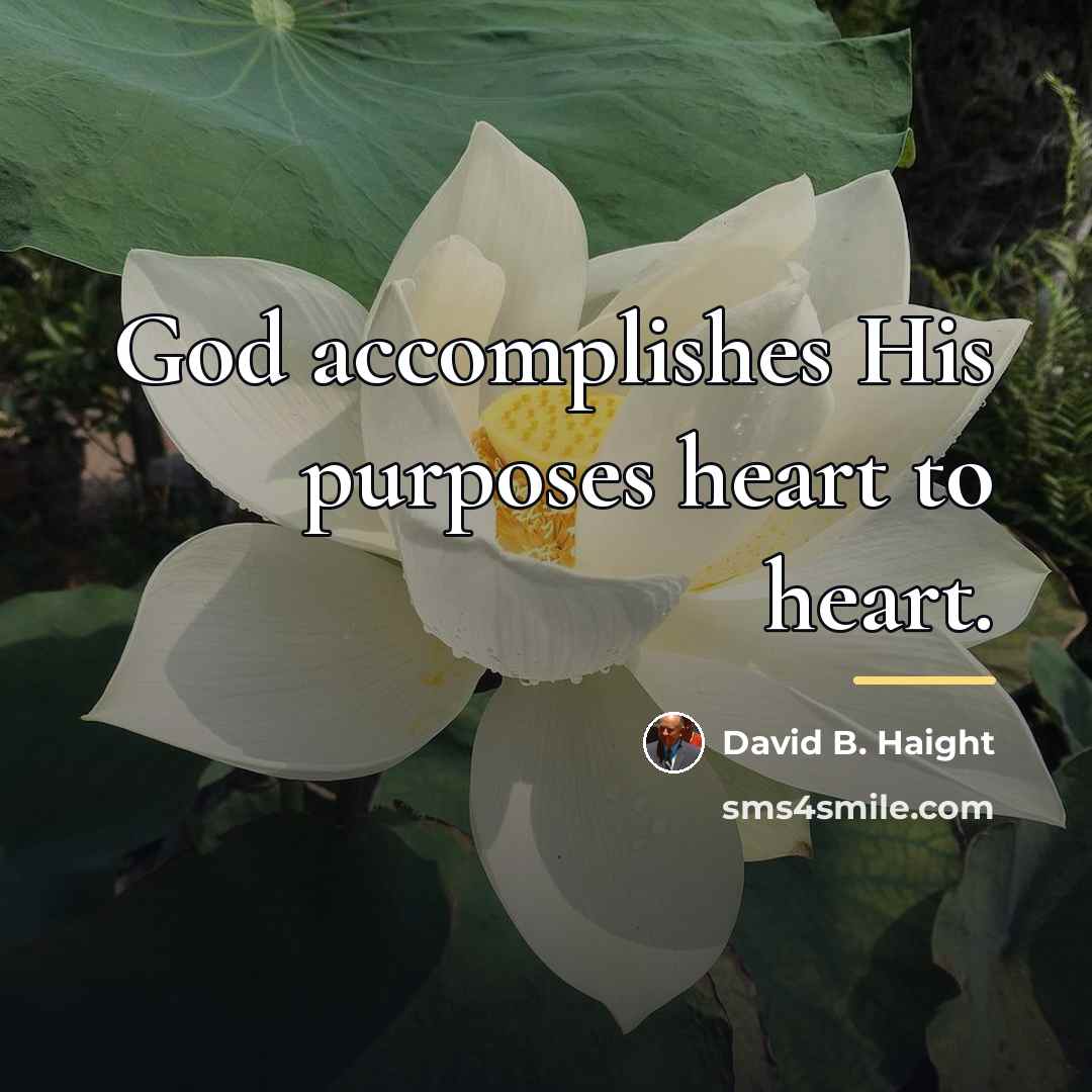“God accomplishes His purposes heart to heart.…” quote by David B. Haight