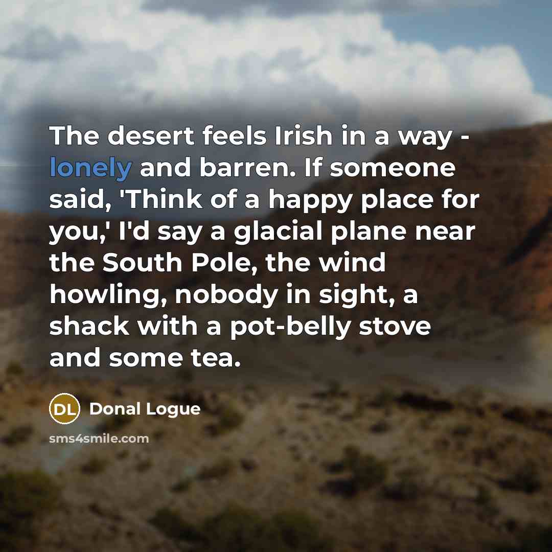 “The desert feels Irish in a way - lonely and…” quote by Donal Logue