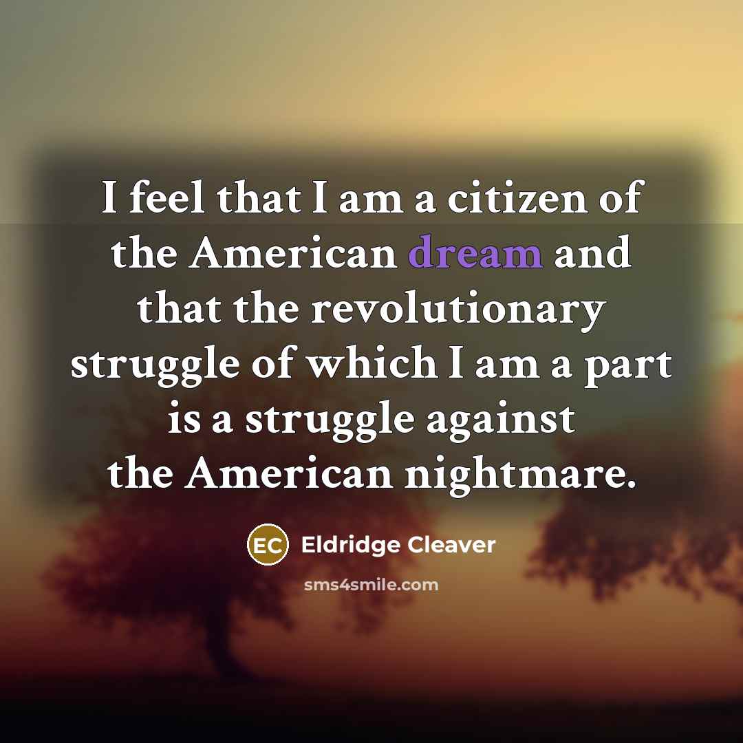 “I feel that I am a citizen of the American…” quote by Eldridge Cleaver