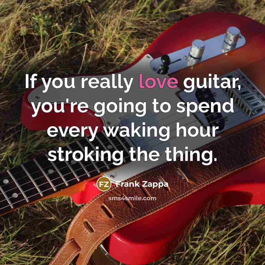 “If you really love guitar, you're going to spend every…” quote by Frank Zappa