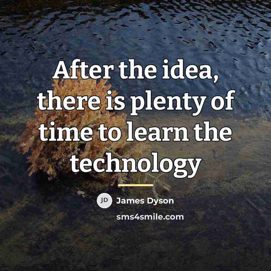 “After the idea, there is plenty of time to learn…” quote by James Dyson