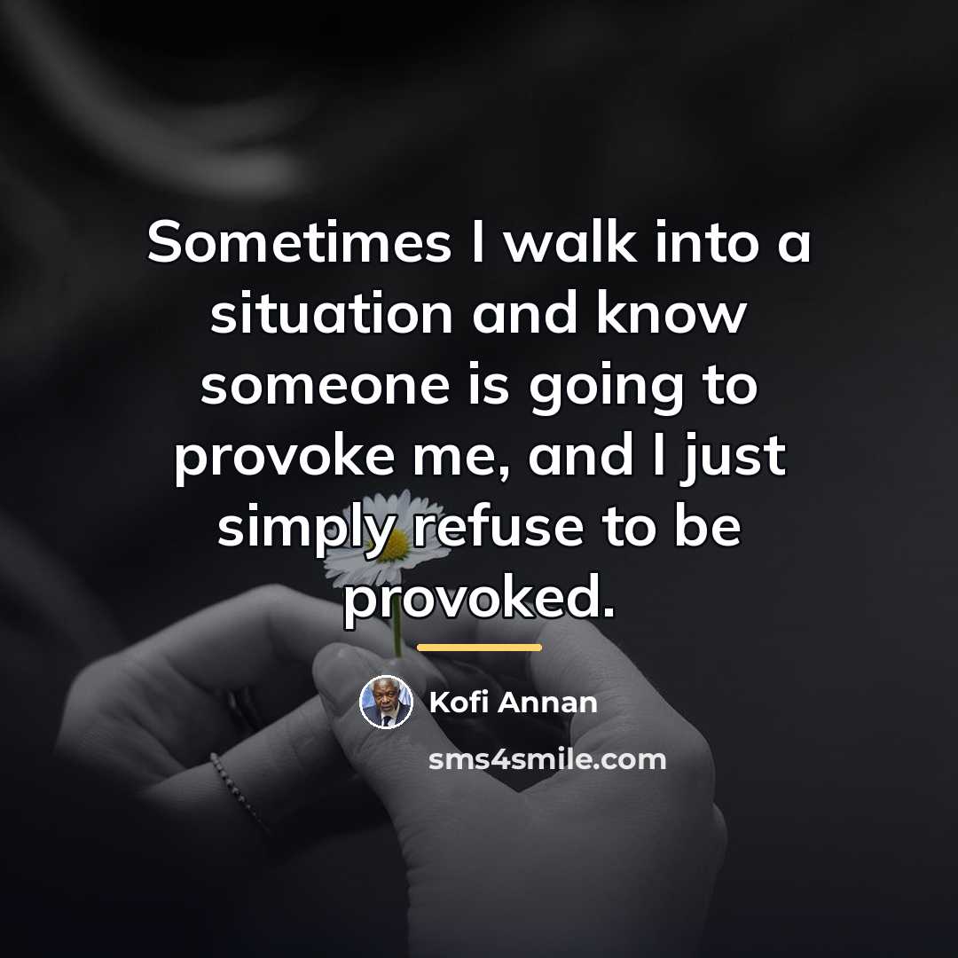 “Sometimes I walk into a situation and know someone is…” quote by Kofi Annan