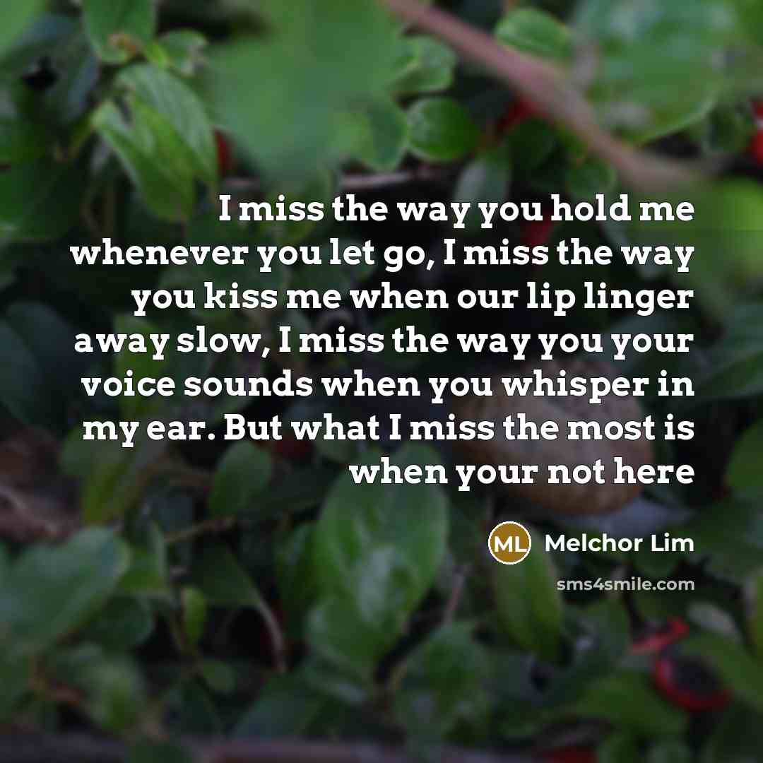 “I miss the way you hold me whenever you let…” quote by Melchor Lim