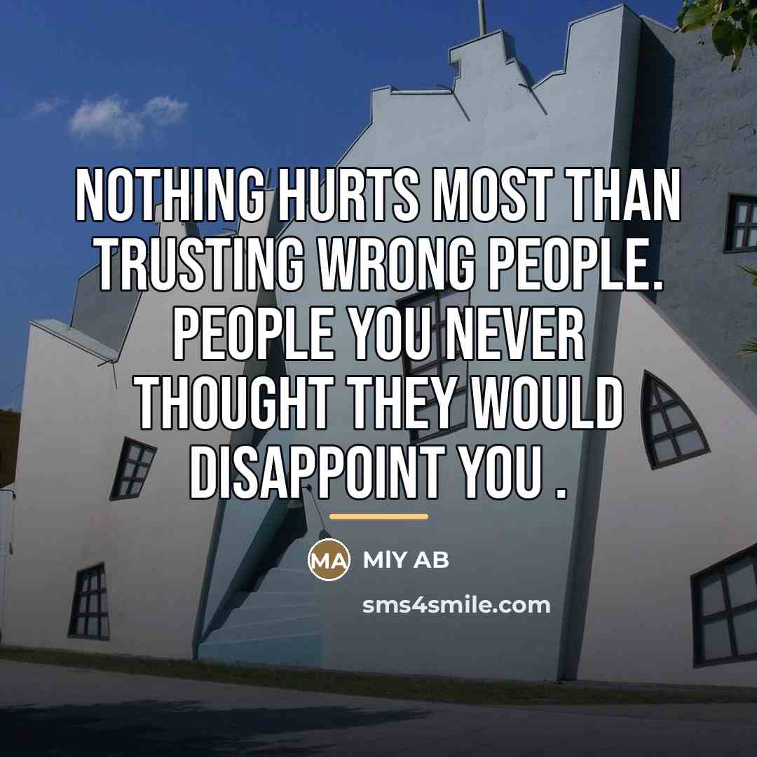 “Nothing hurts most than trusting wrong people. People you never…” quote by MLY AB
