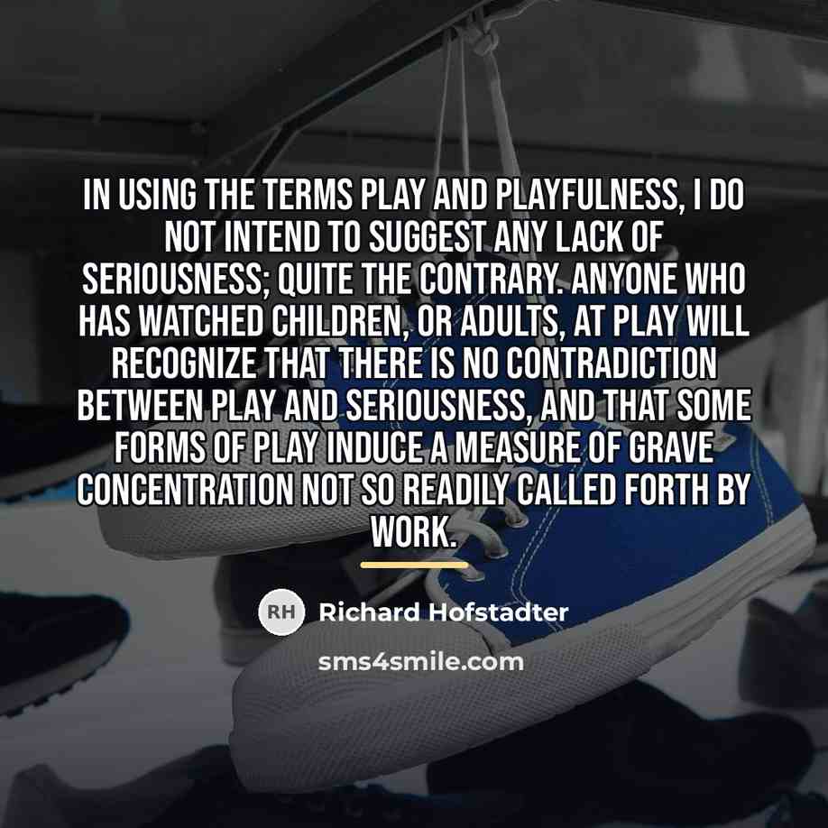“In using the terms play and playfulness, I do not…” quote by Richard Hofstadter