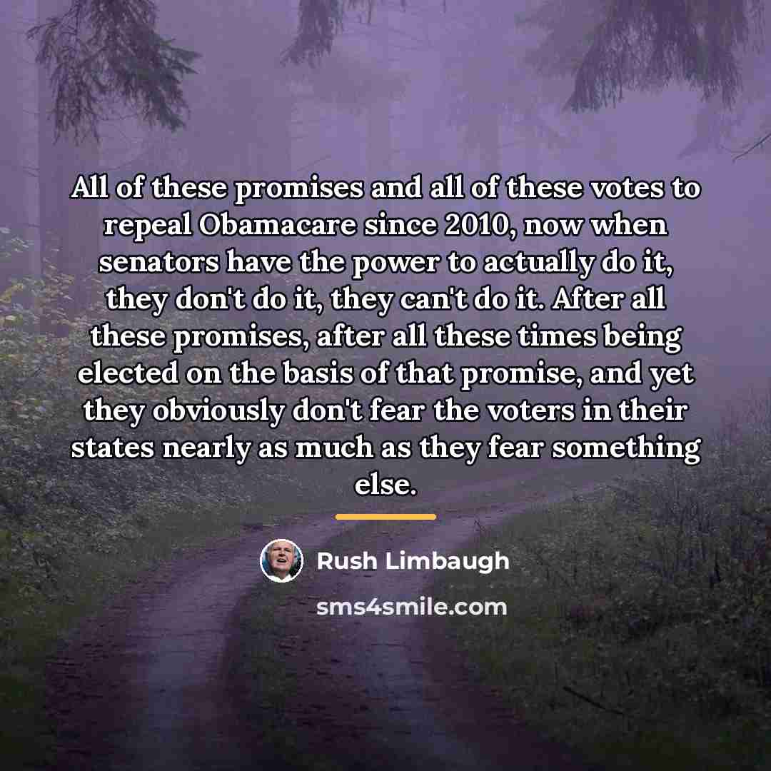 “All of these promises and all of these votes to…” quote by Rush Limbaugh