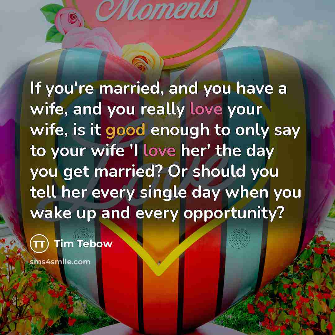 “If you're married, and you have a wife, and you…” quote by Tim Tebow