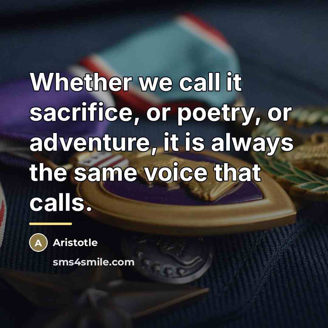 “Whether we call it sacrifice, or poetry, or adventure, it…” quote by Aristotle