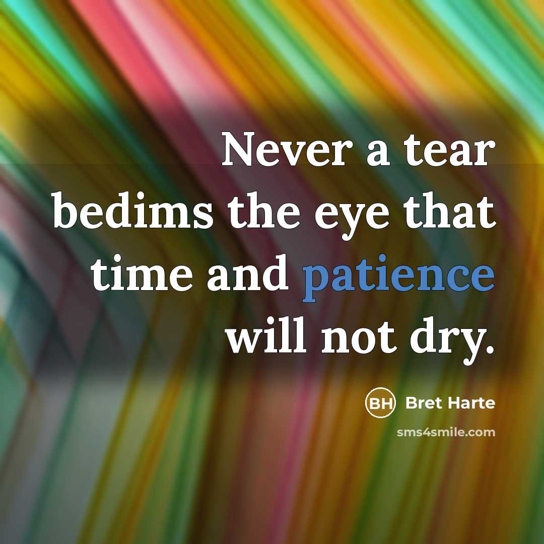 “Never a tear bedims the eye that time and patience…” quote by Bret Harte