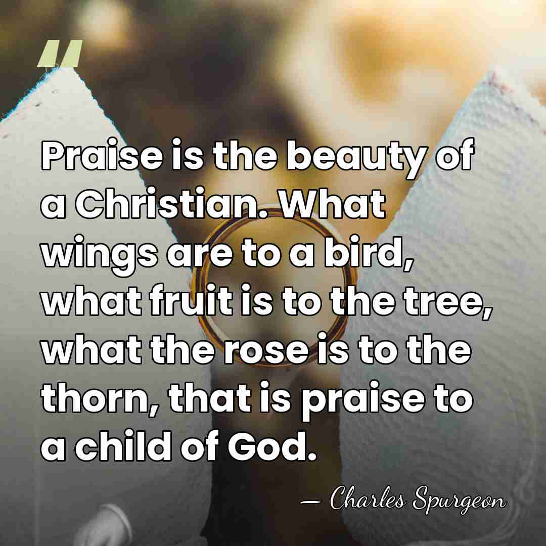Praise is the beauty of a Christian. What wings are to a&hellip; - Charles Spurgeon