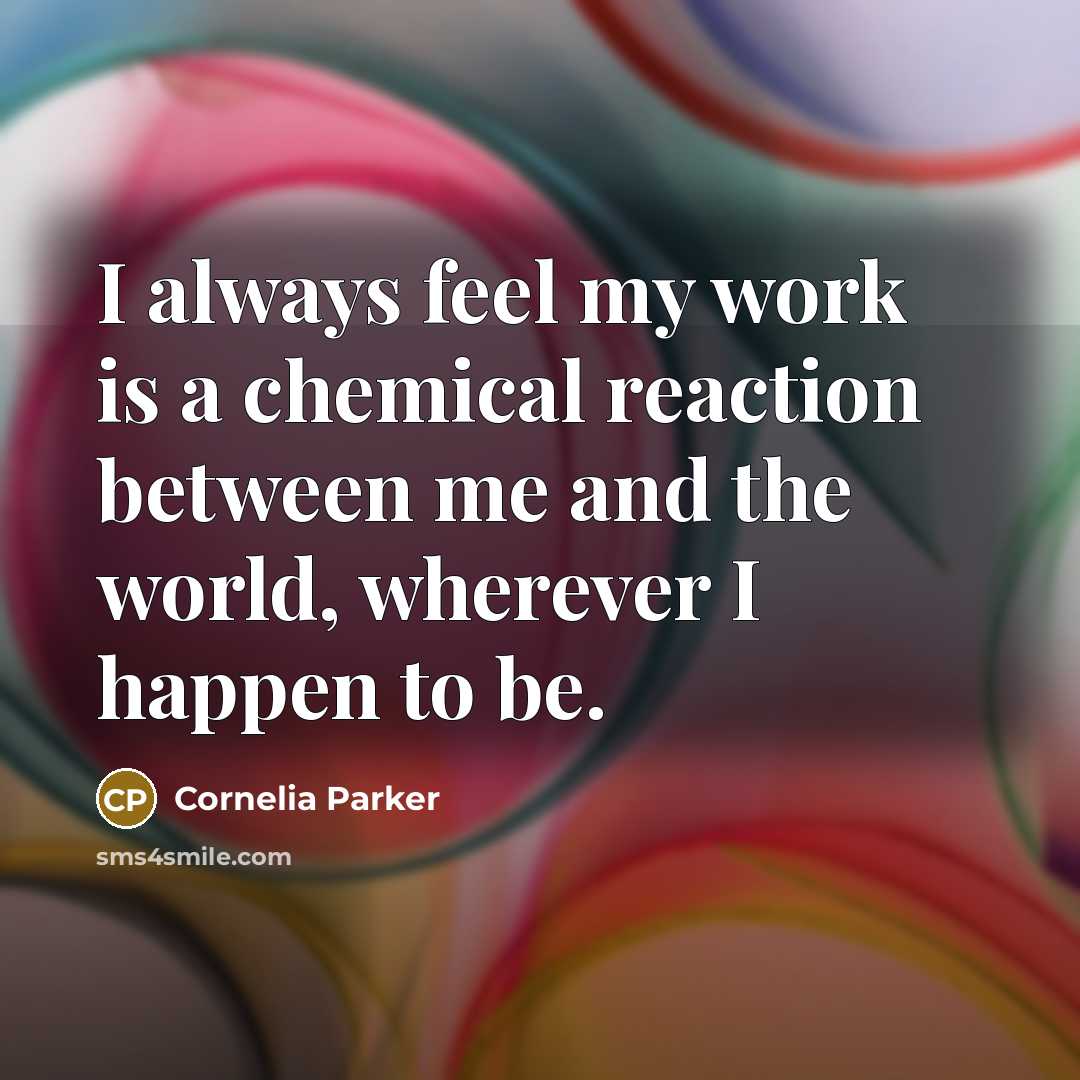 “I always feel my work is a chemical reaction between…” quote by Cornelia Parker
