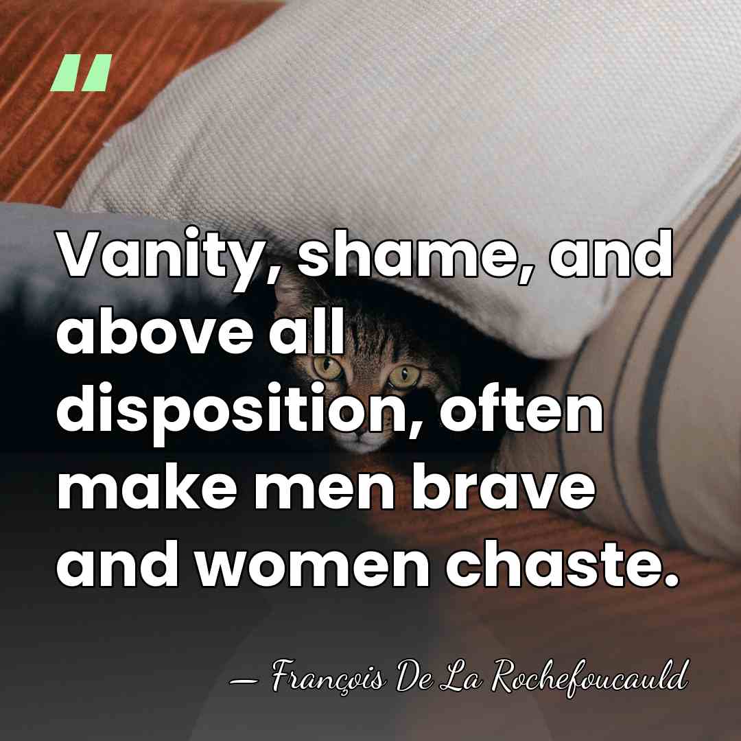 Vanity, shame, and above all disposition, often make men brave and women&hellip; - Francois de La Rochefoucauld