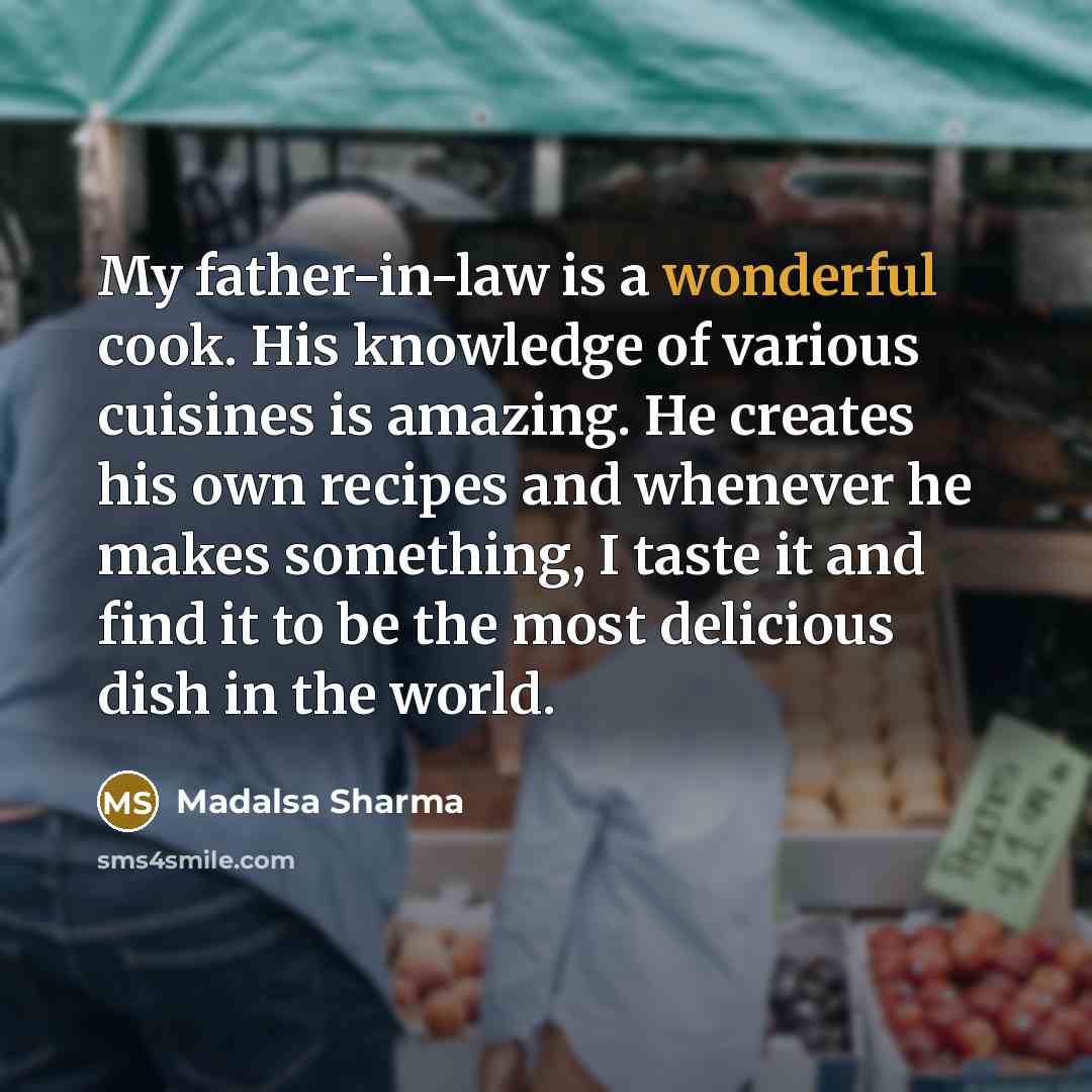 “My father-in-law is a wonderful cook. His knowledge of various…” quote by Madalsa Sharma