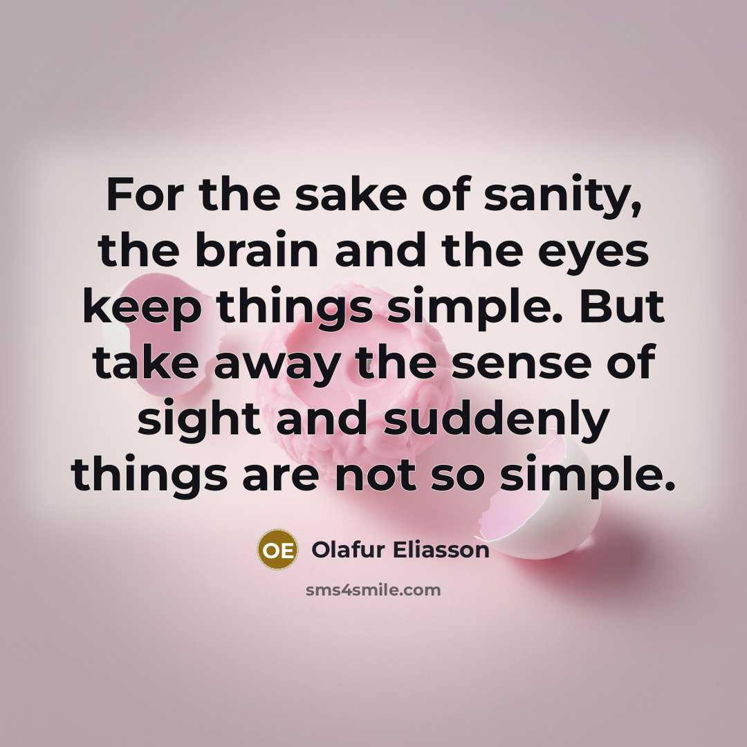 “For the sake of sanity, the brain and the eyes…” quote by Olafur Eliasson