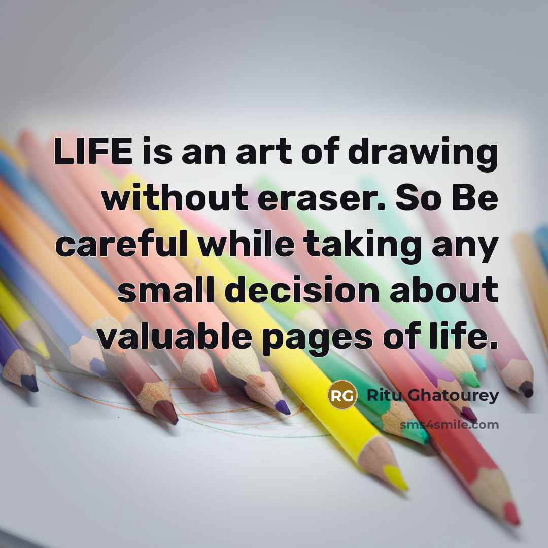 “LIFE is an art of drawing without eraser. So Be…” quote by Ritu Ghatourey