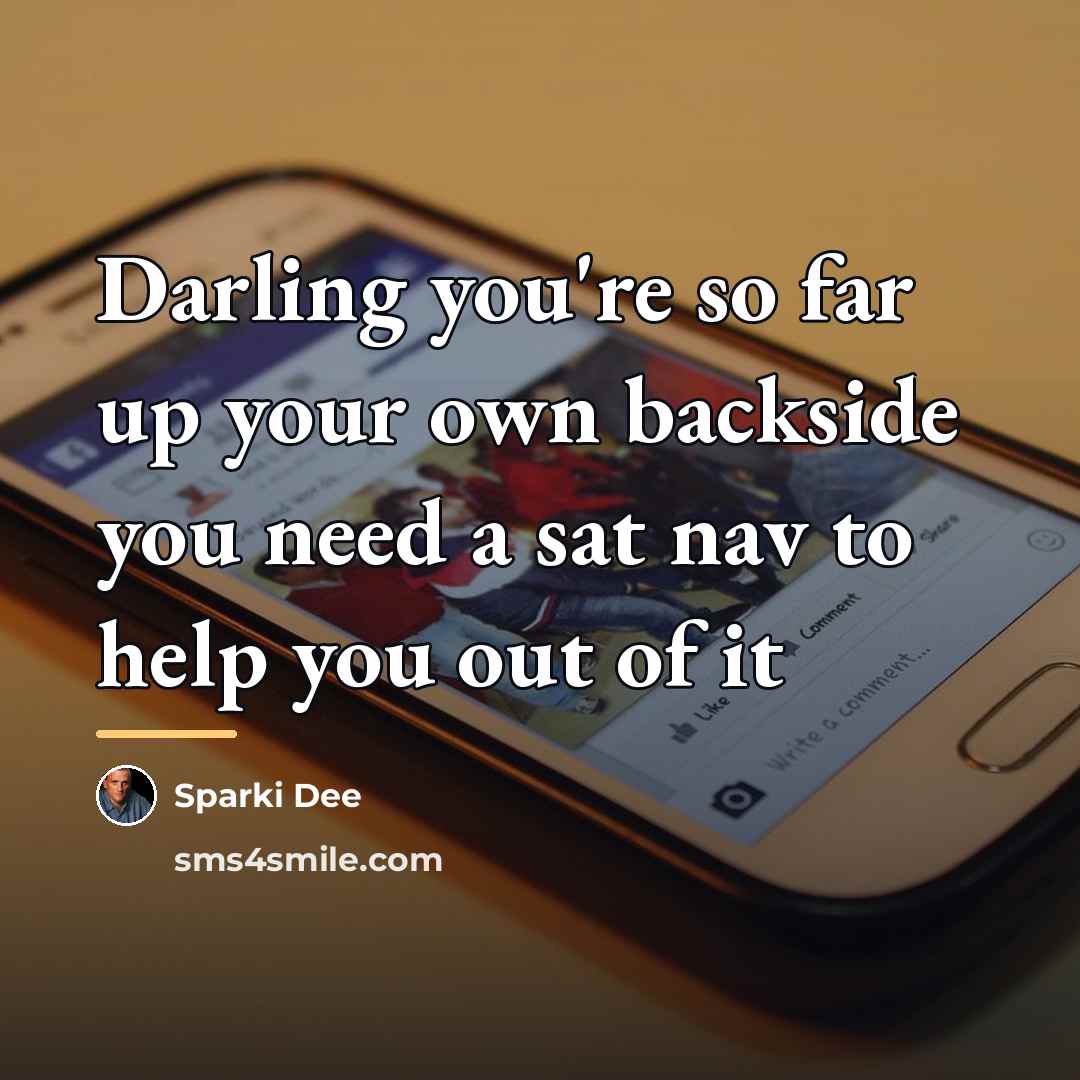 “Darling you're so far up your own backside you need…” quote by Sparki Dee