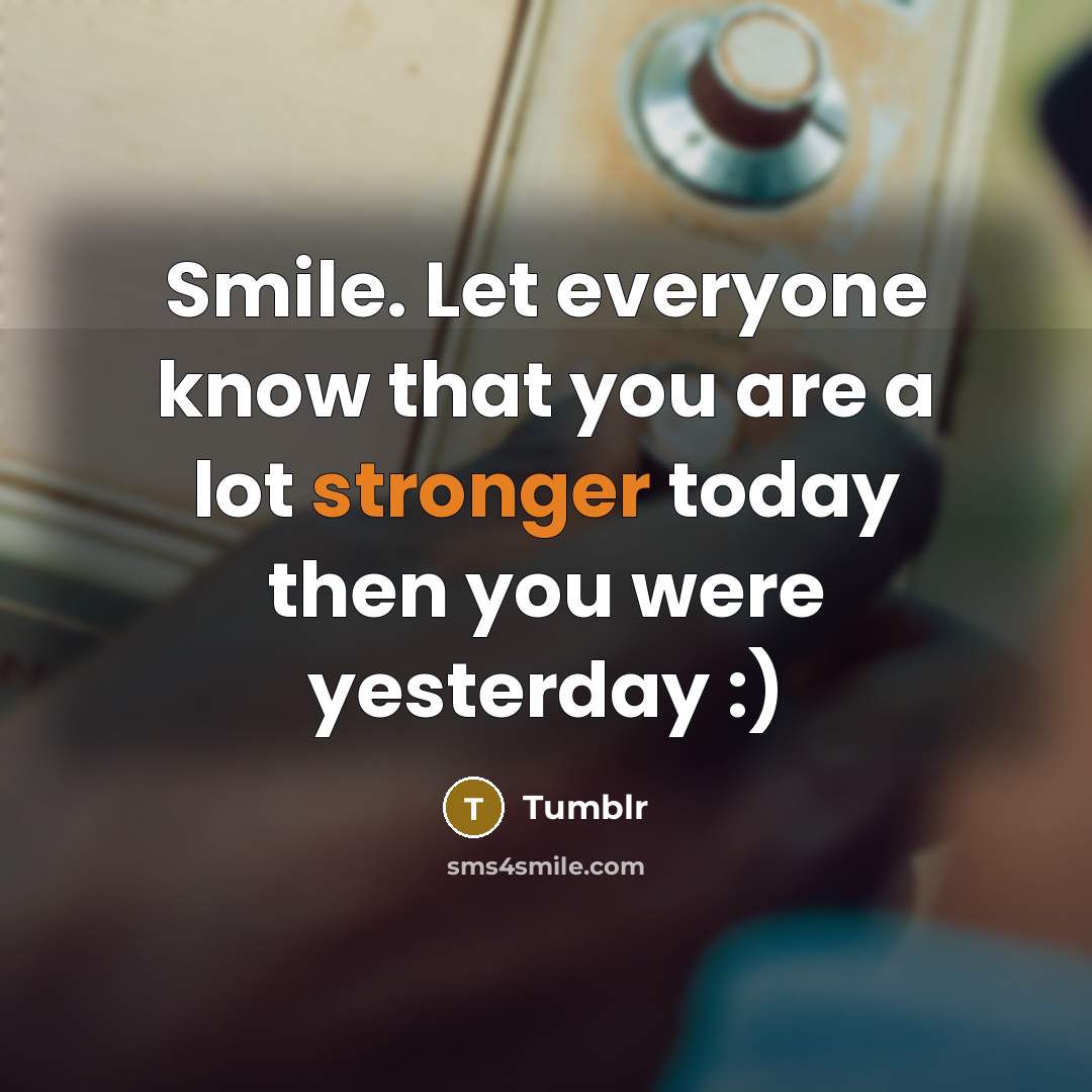 “Smile. Let everyone know that you are a lot stronger…” quote by Tumblr