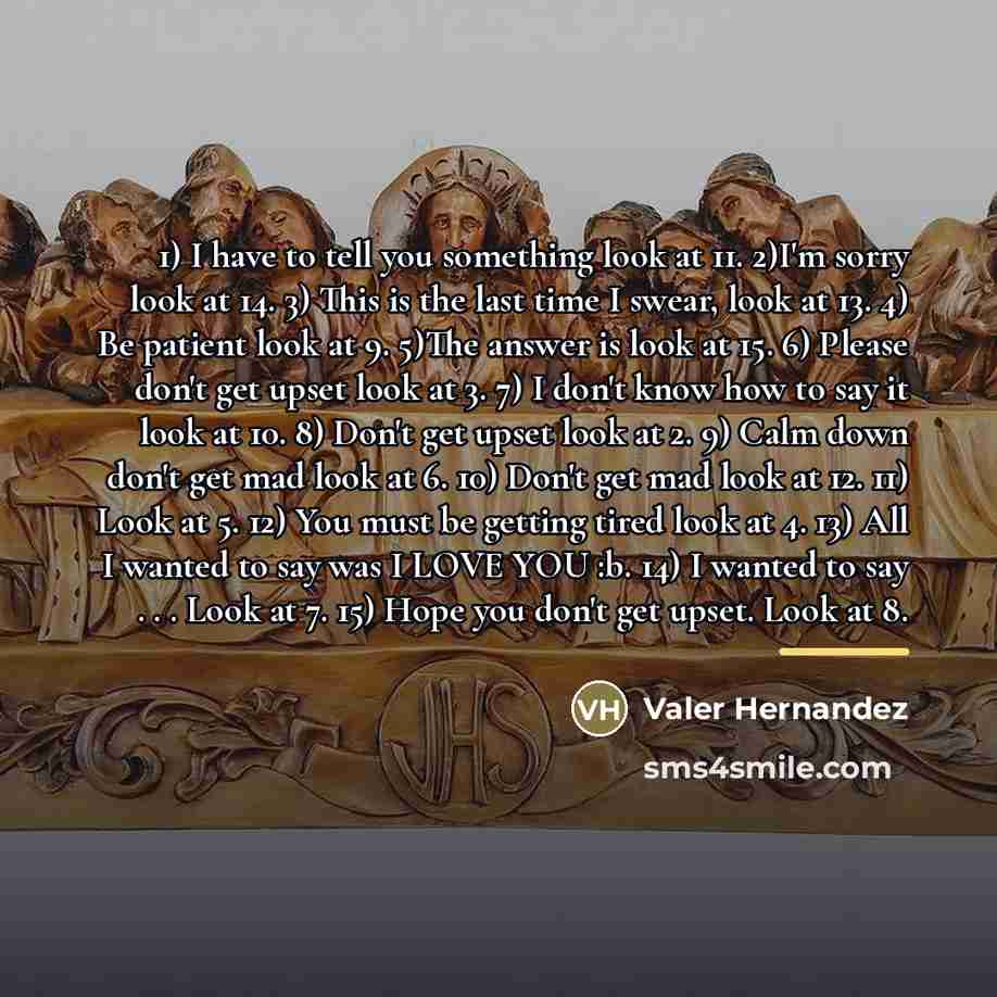 “1) I have to tell you something look at 11.…” quote by Anonymous