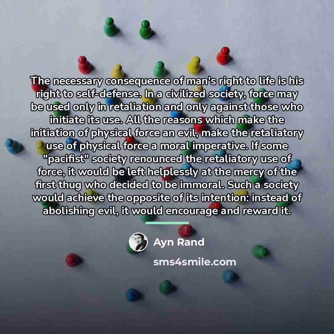 “The necessary consequence of man's right to life is his…” quote by Ayn Rand