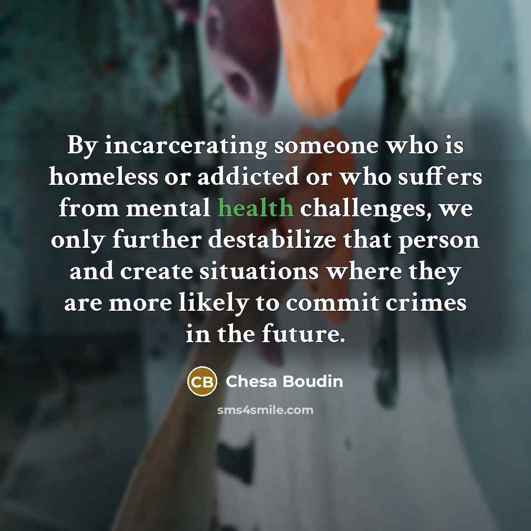 “By incarcerating someone who is homeless or addicted or who…” quote by Chesa Boudin