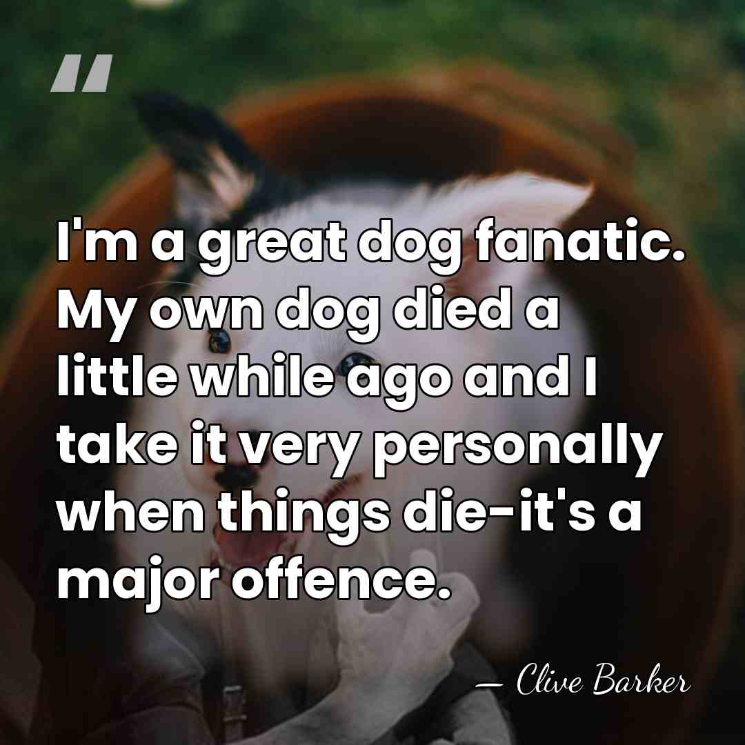 I'm a great dog fanatic. My own dog died a little while&hellip; - Clive Barker