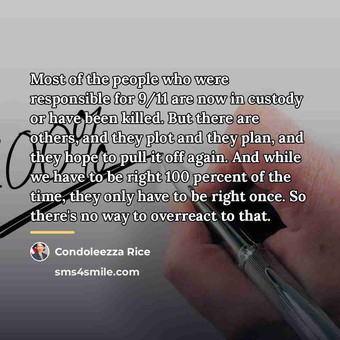 “Most of the people who were responsible for 9/11 are…” quote by Condoleezza Rice