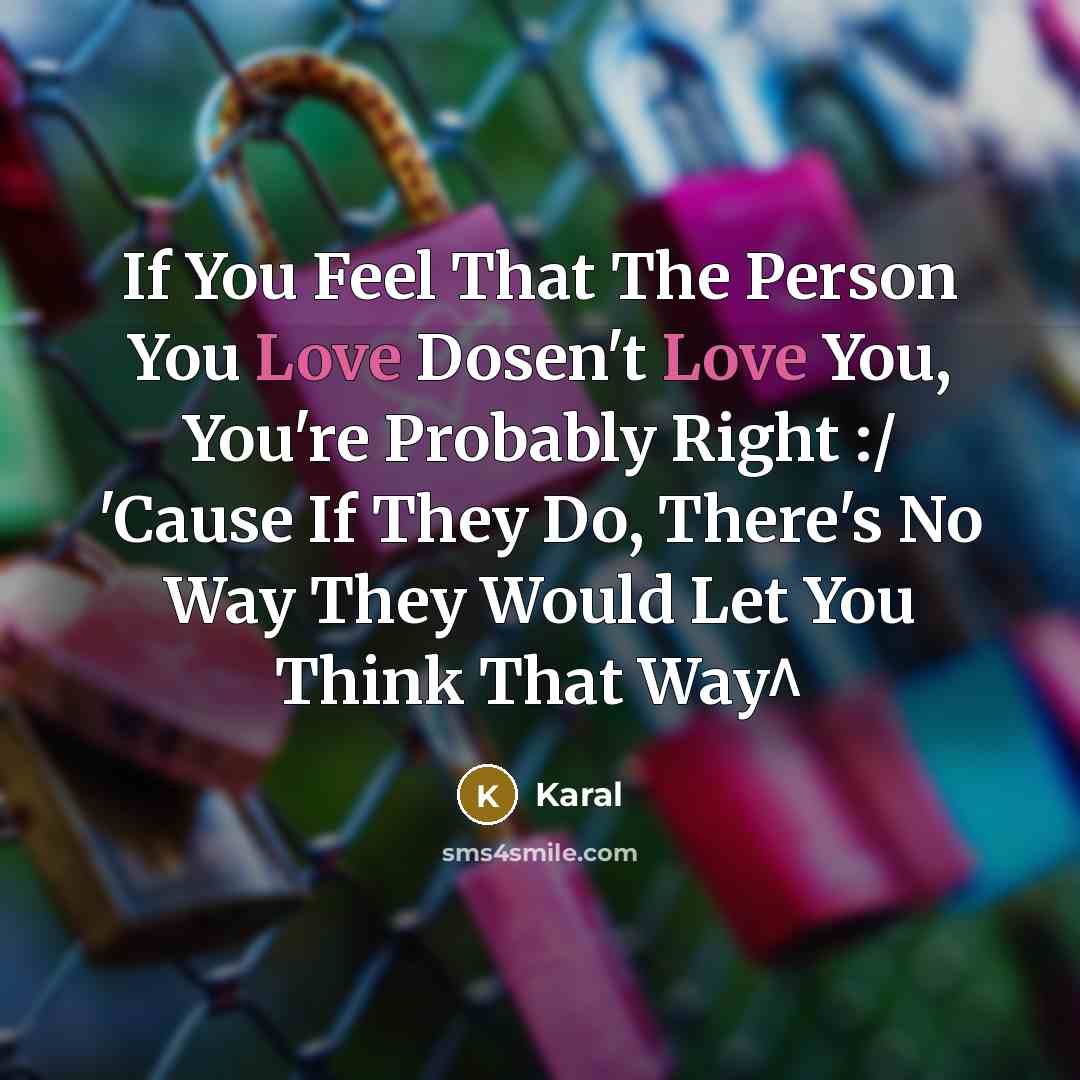 “If You Feel That The Person You Love Dosen't Love…” quote by Karal