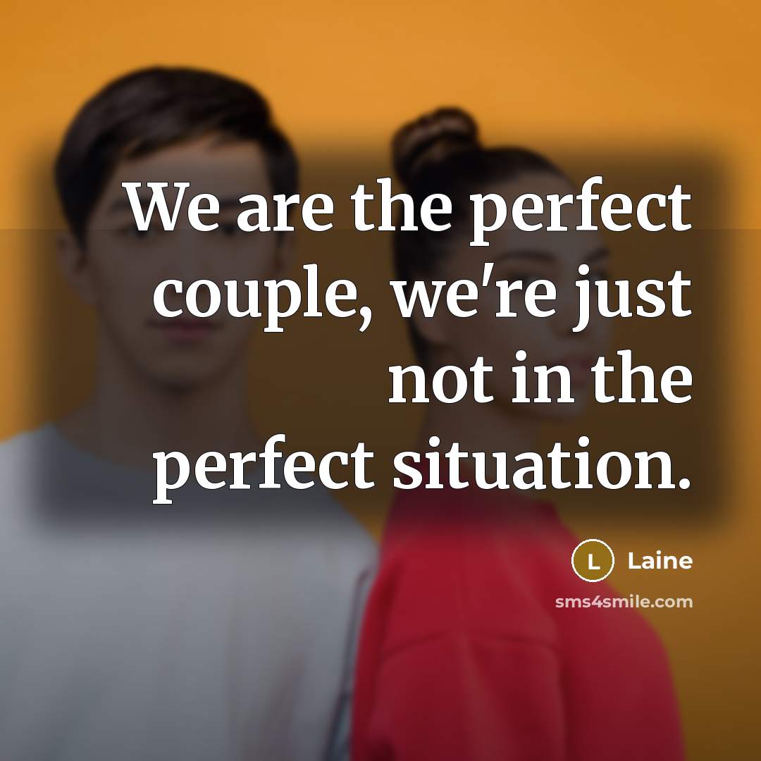“We are the perfect couple, we're just not in the perfect situation.” quote by Laine