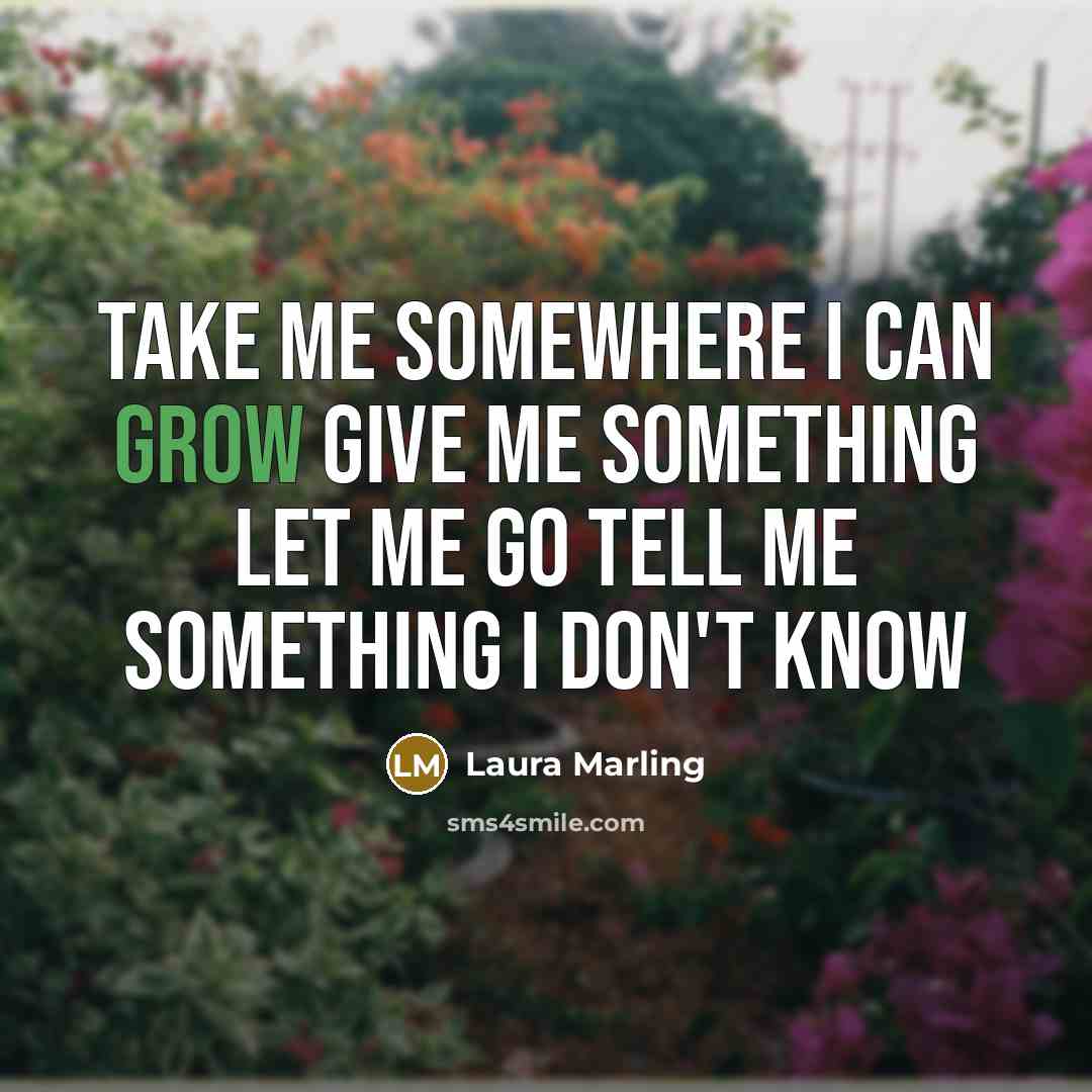 “Take me somewhere I can grow Give me something let…” quote by Laura Marling
