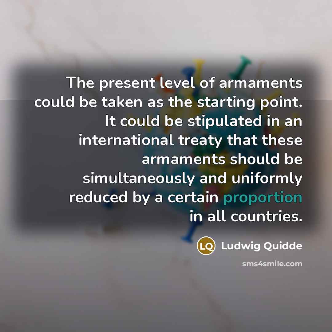 “The present level of armaments could be taken as the…” quote by Ludwig Quidde