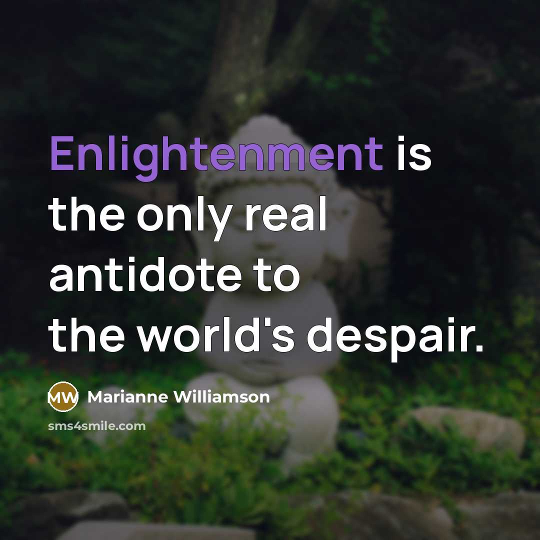 “Enlightenment is the only real antidote to the world's despair.…” quote by Marianne Williamson