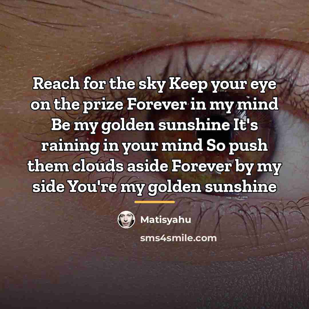 “Reach for the sky Keep your eye on the prize…” quote by Matisyahu