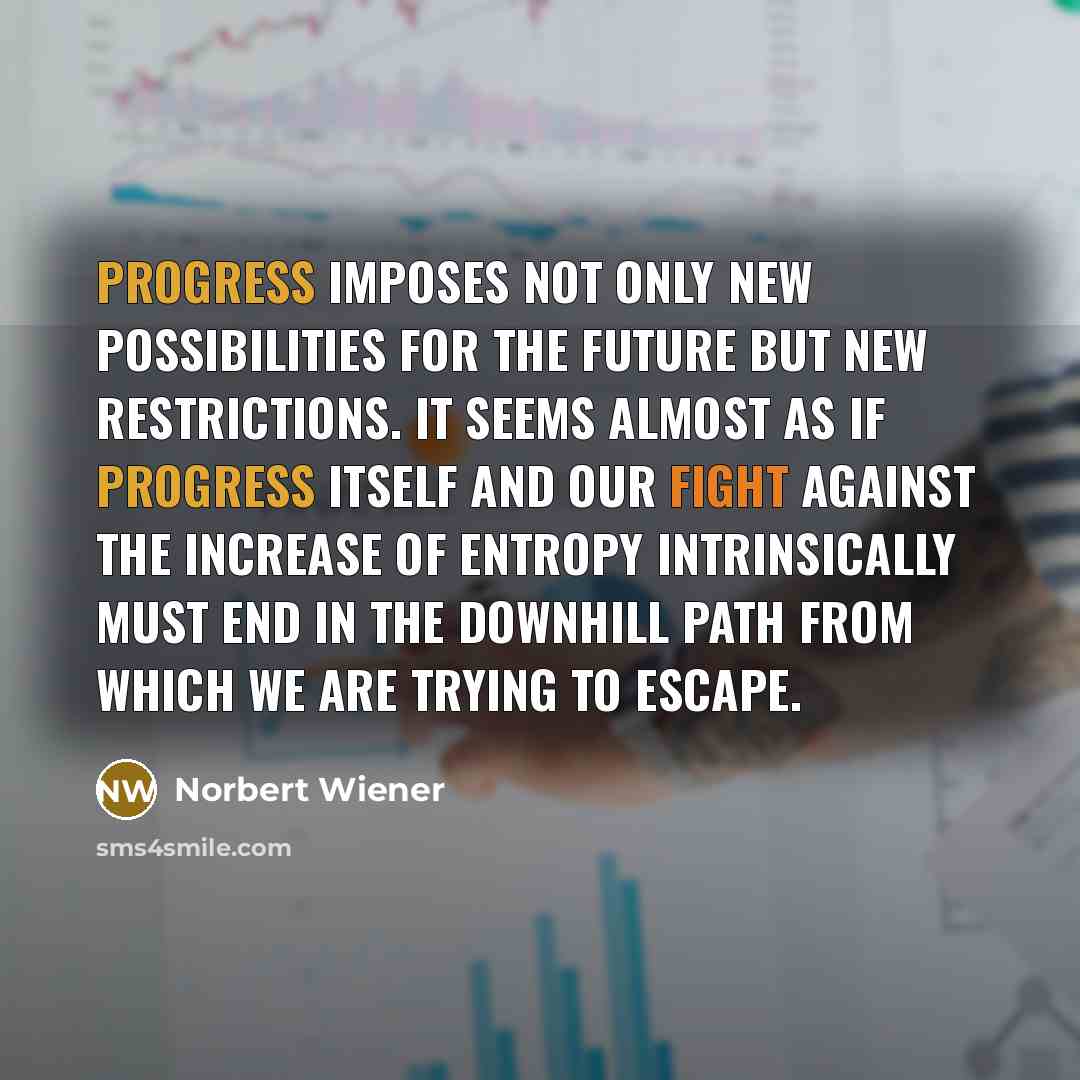 “Progress imposes not only new possibilities for the future but…” quote by Norbert Wiener