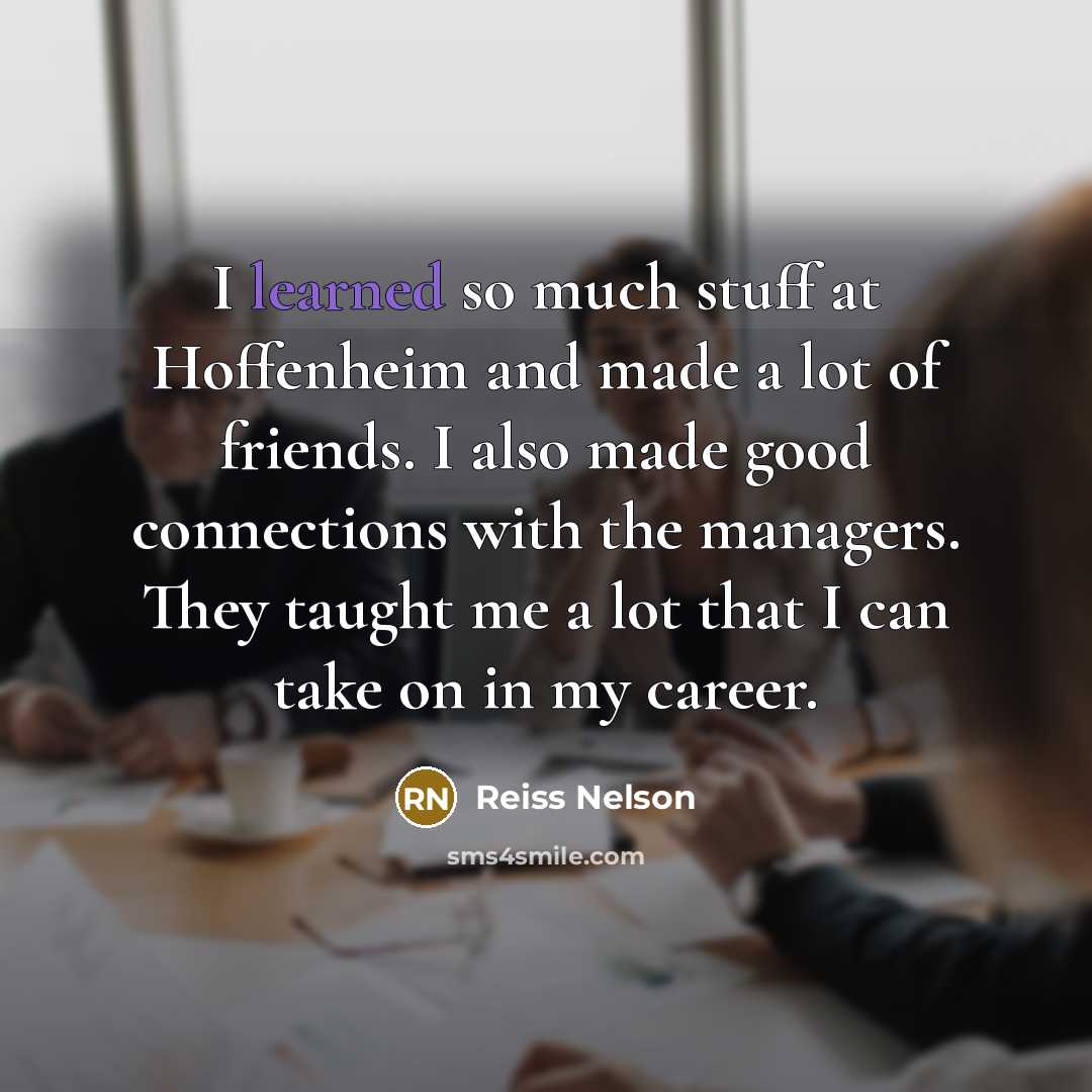 “I learned so much stuff at Hoffenheim and made a…” quote by Reiss Nelson