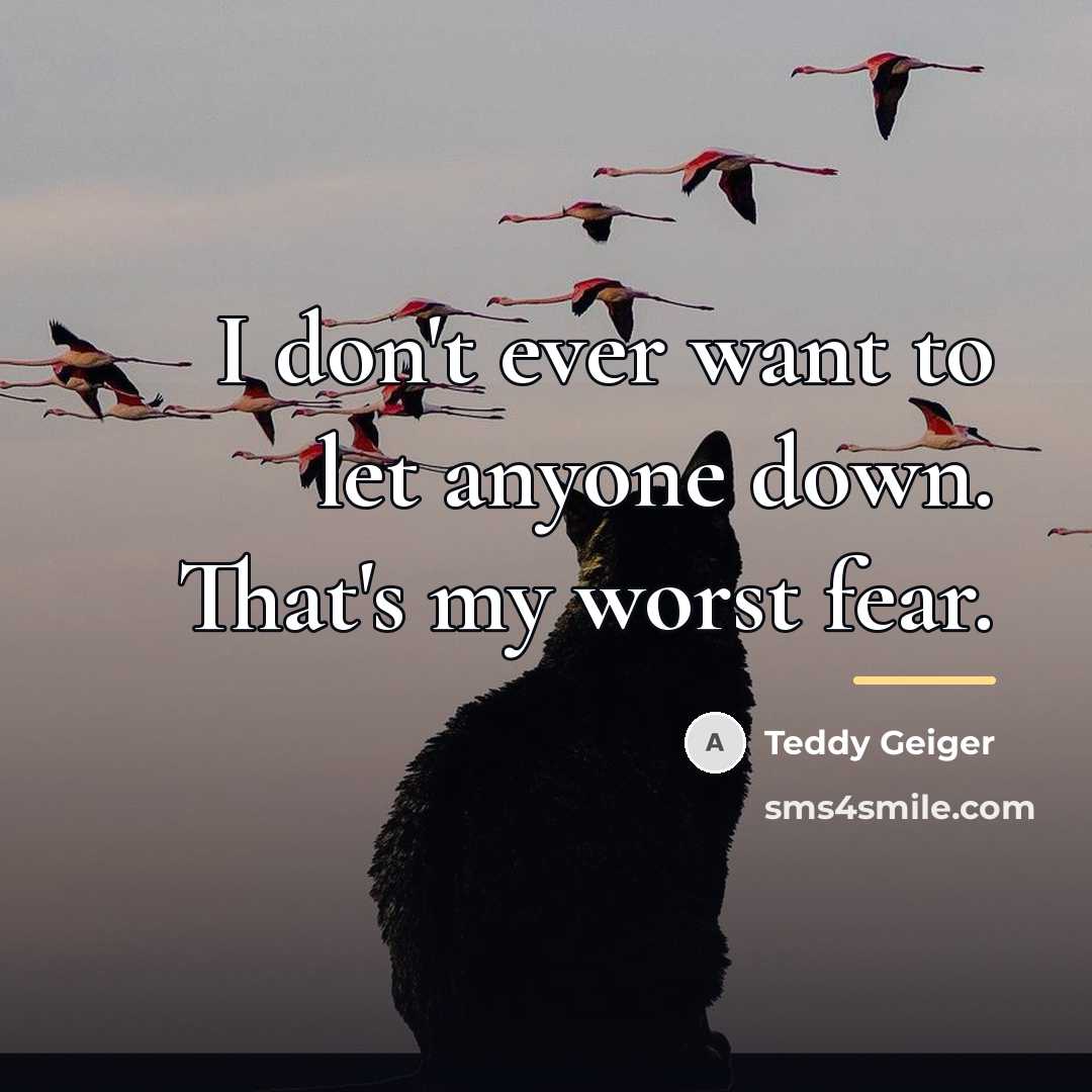 “I don't ever want to let anyone down. That's my…” quote by Teddy Geiger