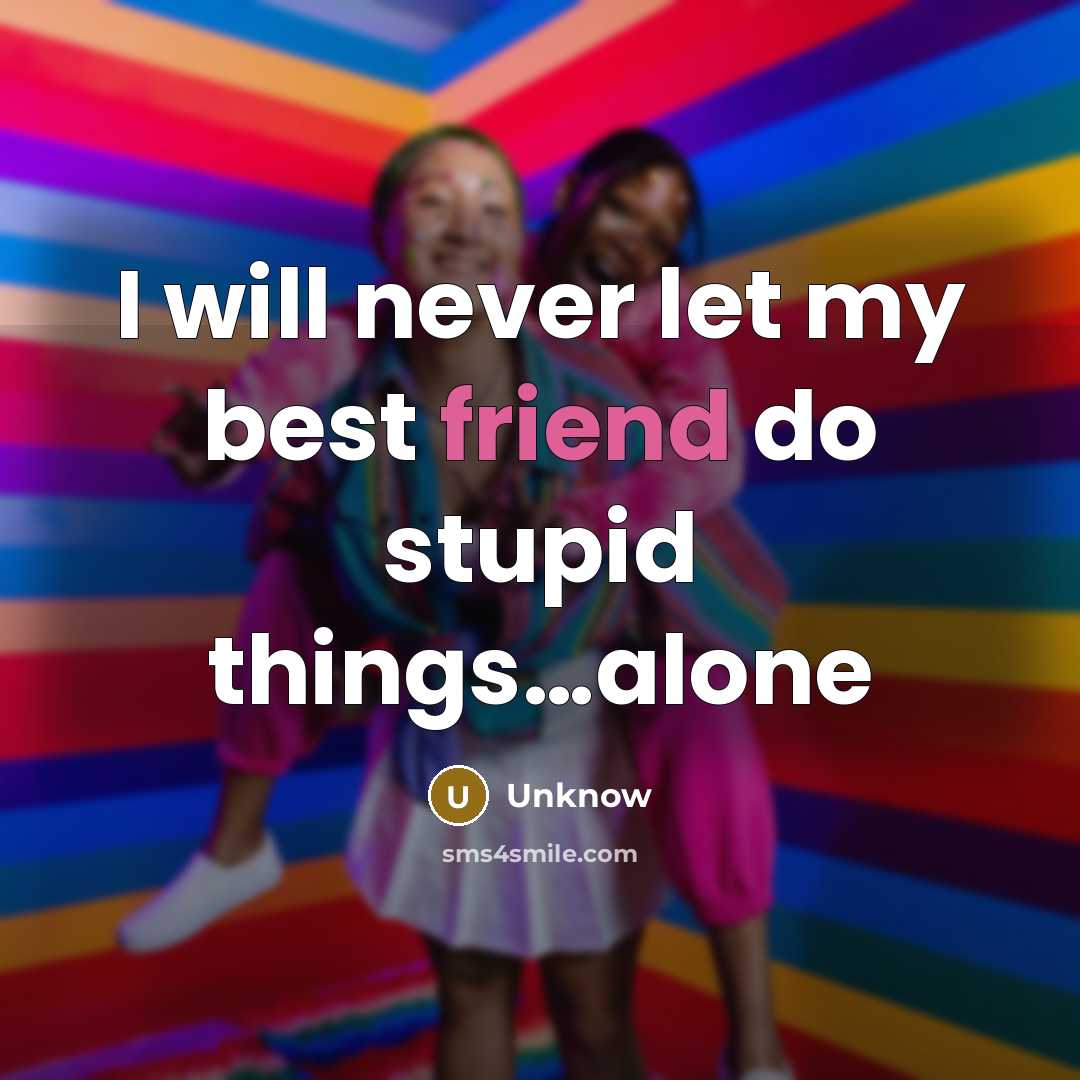 “I will never let my best friend do stupid things.....alone…” quote by Unknow