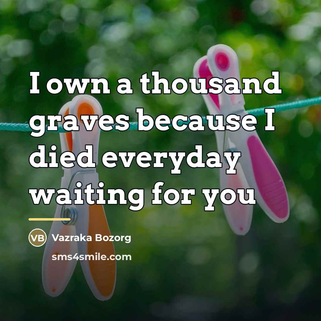 “I own a thousand graves because I died everyday waiting…” quote by Vazraka Bozorg