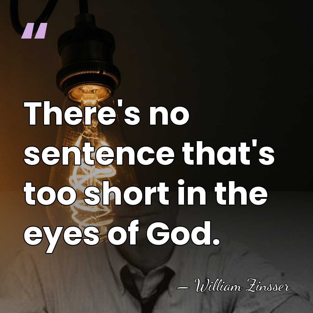 There's no sentence that's too short in the eyes of God. - William Zinsser