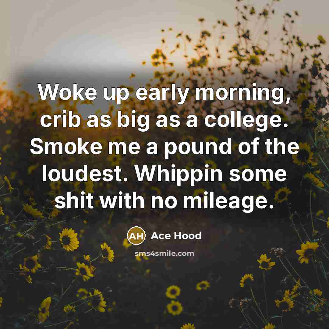 “Woke up early morning, crib as big as a college.…” quote by Ace Hood