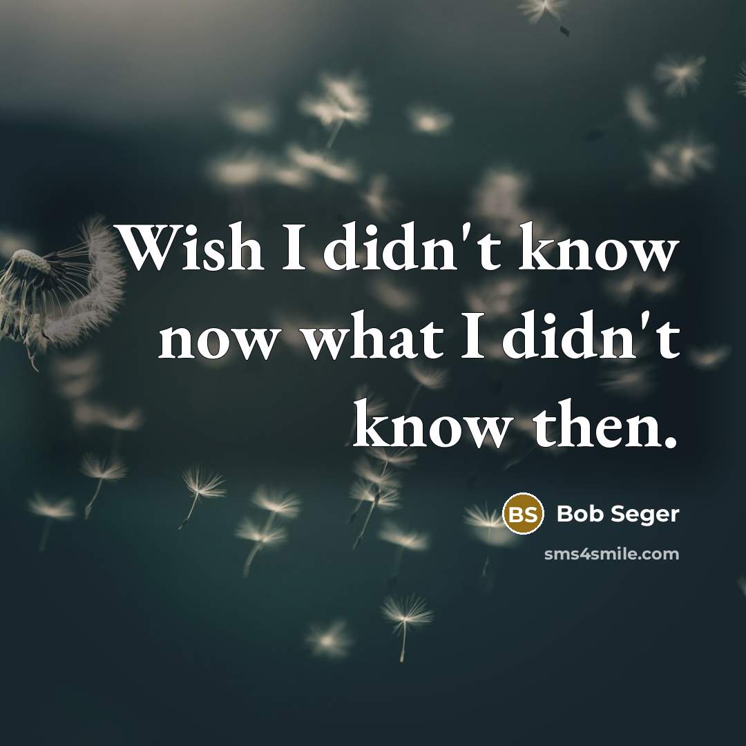 “Wish I didn't know now what I didn't know then.…” quote by Bob Seger