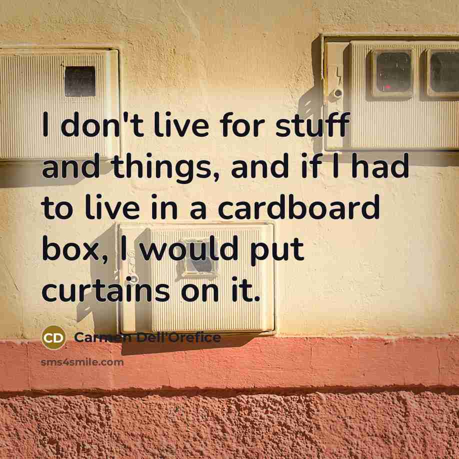 “I don't live for stuff and things, and if I…” quote by Carmen Dell'Orefice